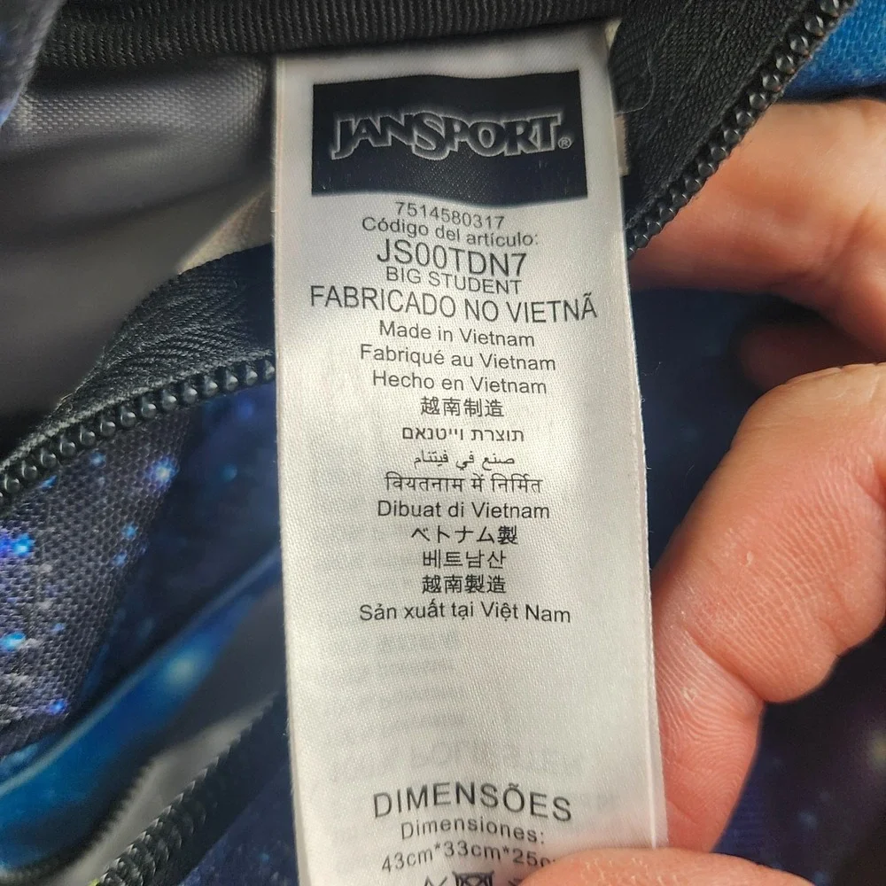 JanSport XL Big Student Laptop Backpack Cosmic Galaxy Blue Cyberspace Dimensions
